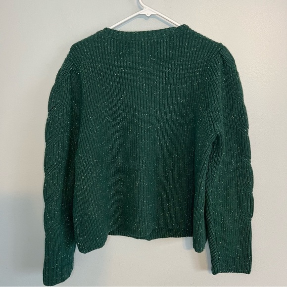 Talbots Button Up Cardigan Green Ruffle Sleeve Cable Knit Sz XL Country grandma - Picture 10 of 11